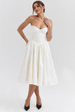 Vintage Satin Midi Strapless Prom Dress