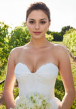Sweetheart Corset Off-the-Shoulder Sleeves Satin Beading Wedding Gown