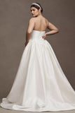 Strapless Drop-Waist Dupioni Wedding Gown
