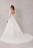 Romantic Strapless Sweetheart Neckline Lace Ball Gown with Scalloped Hem and Long Sleeves