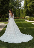 Lovely A-line Illusion Off-the-Shoulder Scalloped Neckline Lace Ball Gown/Wedding Gown