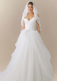 Off The Shoulder V-Neck Wedding Dress