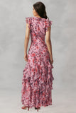 Floral Chiffon V-Neck Maxi Prom Dress