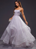 Princess Square Neck Floor-Length Tulle Prom Dress