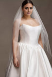 Strapless Drop-Waist Mikado Wedding Gown