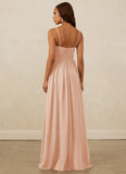 Floor-Length Pleated Drape Sweetheart Chiffon A-line Bridesmaid Dress