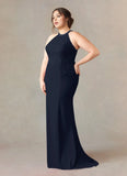 Mermaid Halter Lace Stretch Crepe Sweep train Mother of the Bride Dress