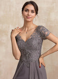 A-line V-Neck Floor-Length Chiffon Lace Mother of the Bride Dress