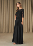 A-Line Scoop Lace Chiffon Mother of the Bride Dress