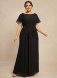 Plus Size A-line Scoop Ankle-Length Chiffon Mother of the Bride Dress With Beading Pleated