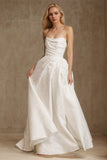 Strapless Draped A-Line Wedding Gown