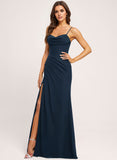 Trumpet/Mermaid Cowl Floor-Length Chiffon Prom Dresses With Ruffle