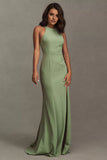 Halter Floor-Length Mermaid Stretch Satin Bridesmaid Dress