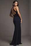 Halter Floor-Length Mermaid Stretch Satin Maxi Bridesmaid Dress