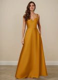 Cowl Neck Stretch Satin A-line Bridesmaid Dress