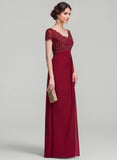 A-line V-Neck Floor-Length Chiffon Lace Mother of the Bride Dress