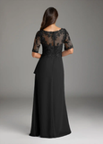 A-Line V-Neck Lace Chiffon Mother of the Bride Dress