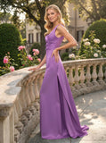 Satin V Neck Bridesmaid Dress | Elegant Wedding Party Gown