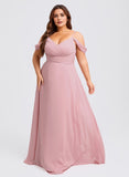 A-line Cold Shoulder Floor-Length Chiffon Bridesmaid Dress