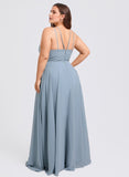 A-line Halter Floor-Length Chiffon Bridesmaid Dress