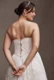 Strapless Basque-Waist A-Line Lace Wedding Gown