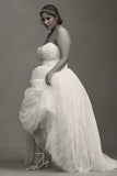 Strapless Tulle Basque-Waist Ball-Skirt Wedding Gown