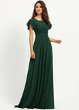 A-line Scoop Floor-Length Chiffon Bridesmaid Dress With Ruffle