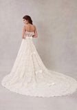 Lace Sweetheart Spaghetti Straps Wedding Gown with Scalloped Hem and Satin Back Bow