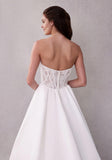 Strapless Satin Bow Neckline A-Line Wedding Gown