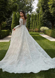 Lovely A-line Illusion Off-the-Shoulder Scalloped Neckline Lace Ball Gown/Wedding Gown
