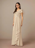 A-Line V-Neck Ruched Chiffon Mother of the Bride Dress