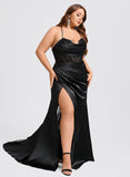 Plus Size Trumpet/Mermaid Sweetheart Sweep Train Satin Prom Dresses