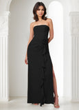 Sheath Strapless Chiffon Floor-Length Dress