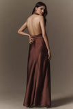 Halter Backless Sheath/Colume Satin Prom Dress