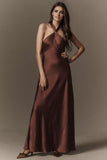 Halter Backless Sheath/Colume Satin Prom Dress