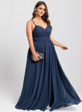 Plus Size A-line V-Neck Floor-Length Chiffon Bridesmaid Dress