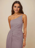 One Shoulder Chiffon Sheath Bridesmaid Dress