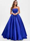 Ball-Gown/Princess Straight Floor-Length Satin Prom Dresses