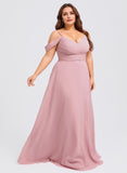 Plus Size A-line Cold Shoulder Floor-Length Chiffon Bridesmaid Dress