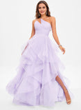 Princess Asymmetrical Neckline Asymmetrical Neckline Floor-Length Tulle Prom Dress