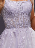 Princess Square Neck Floor-Length Tulle Prom Dress