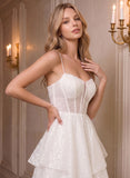 Spaghetti Strap Sweetheart Sheer Boned Corset Sequin Tulle Fit and Flare Mini Dress