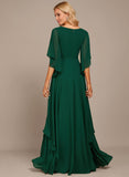 A-line V-Neck Floor-Length Chiffon Mother of the Bride Dress With Sequins Appliques Lace Beading