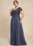 A-line V-Neck Floor-Length Chiffon Lace Mother of the Bride Dress With Sequins Beading