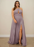 Pleated Halter Chiffon A-Line Bridesmaid Dress