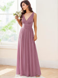 A-line V-Neck Floor-Length Chiffon Bridesmaid Dress