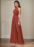 A-line Halter Floor-Length Chiffon Bridesmaid Dress