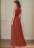 A-line Halter Long Chiffon Bridesmaid Dress