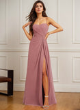 A-line Square Sweetheart Floor-Length Chiffon Bridesmaid Dress