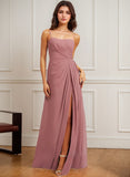 A-line Square Sweetheart Floor-Length Chiffon Bridesmaid Dress